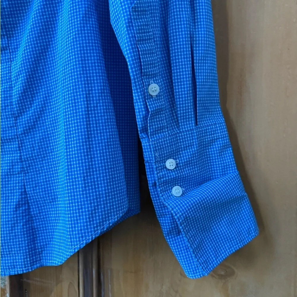 Thomas Mason for J.Crew blue micro-check button-down shirt made of 100% cotton